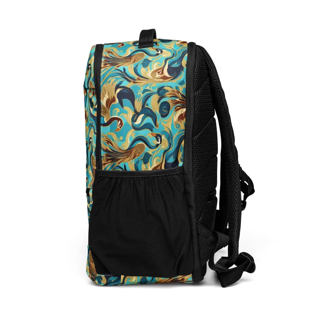 Gilded Crane Rhapsody on Utility Backpack — Left