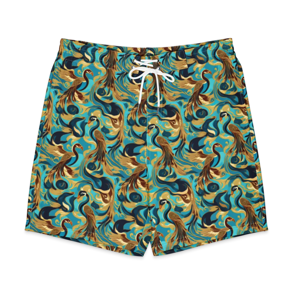 Gilded Crane Rhapsody on Men's Board Shorts — Front