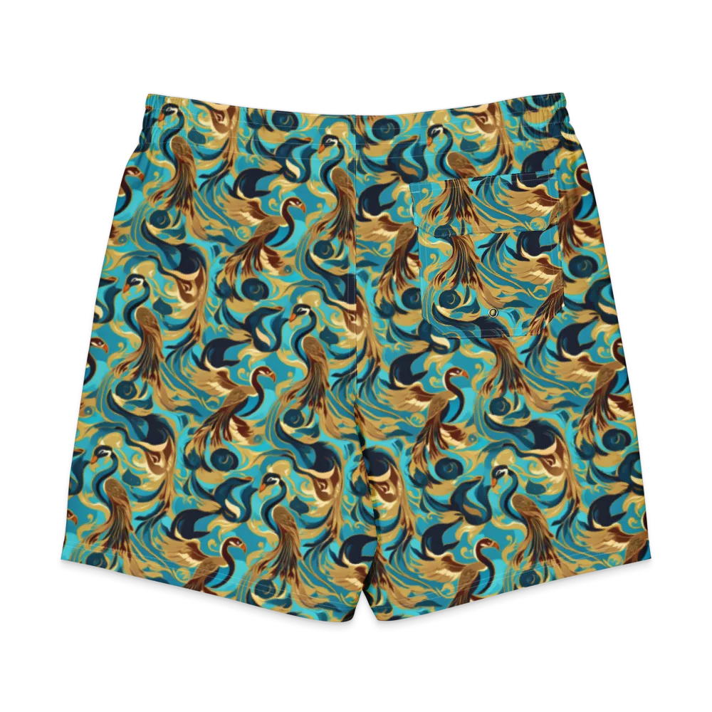 Gilded Crane Rhapsody on Men's Board Shorts — Back