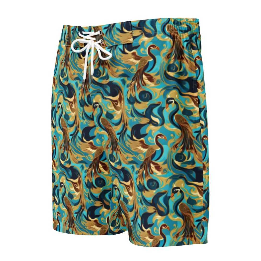 Gilded Crane Rhapsody on Men's Board Shorts — Front