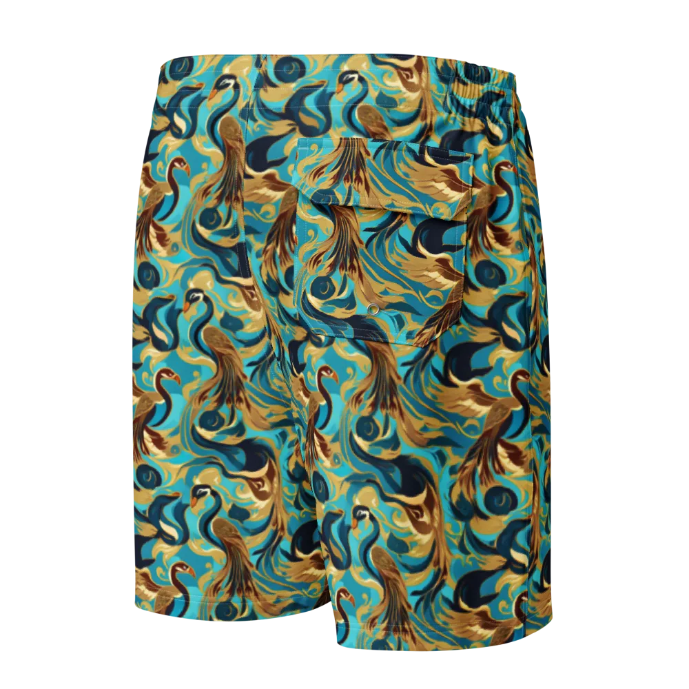 Gilded Crane Rhapsody on Men's Board Shorts — Back
