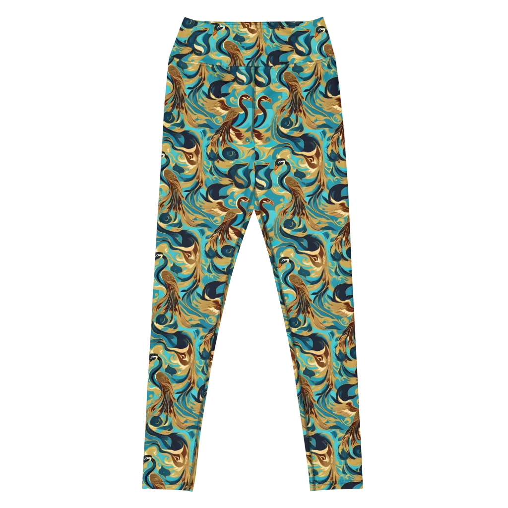 Gilded Crane Rhapsody on Yoga Leggings — Front