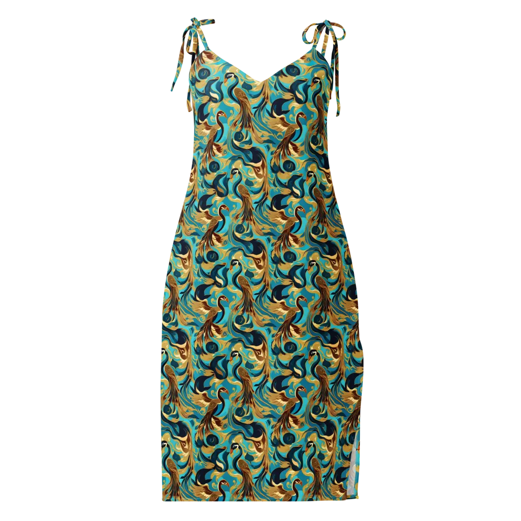 Gilded Crane Rhapsody on Slip Dress — Front