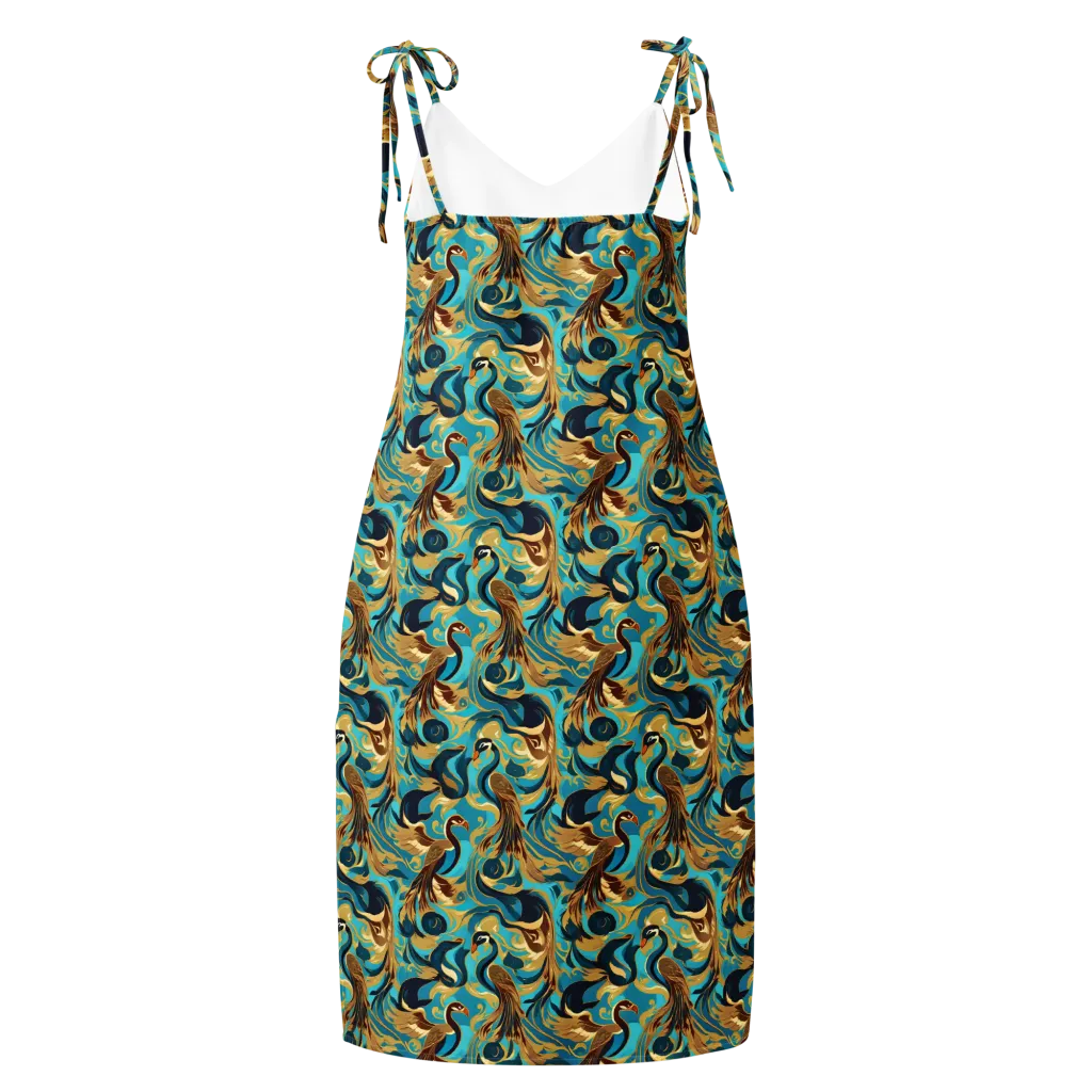 Gilded Crane Rhapsody on Slip Dress — Back