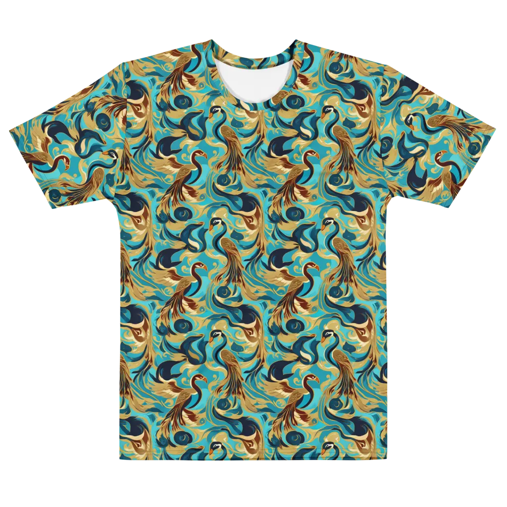 Gilded Crane Rhapsody on Men's Cotton Crew Neck T-Shirt — Front