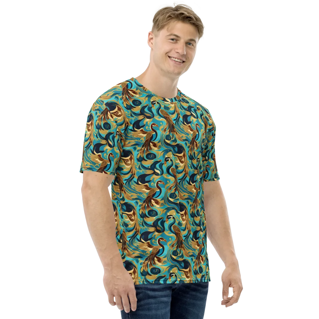 Gilded Crane Rhapsody on Men's Crew Neck T-Shirt — Right