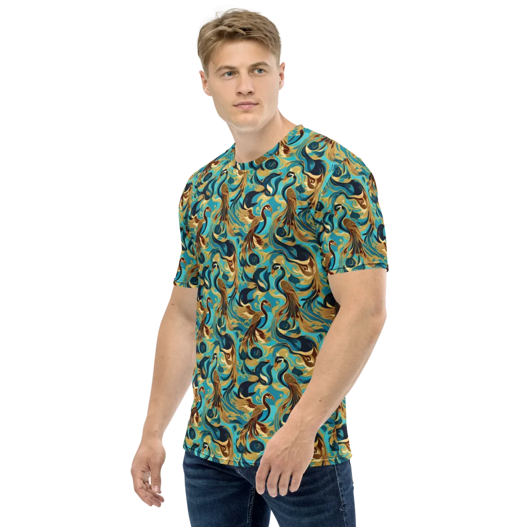 Gilded Crane Rhapsody on Men's Crew Neck T-Shirt — Left