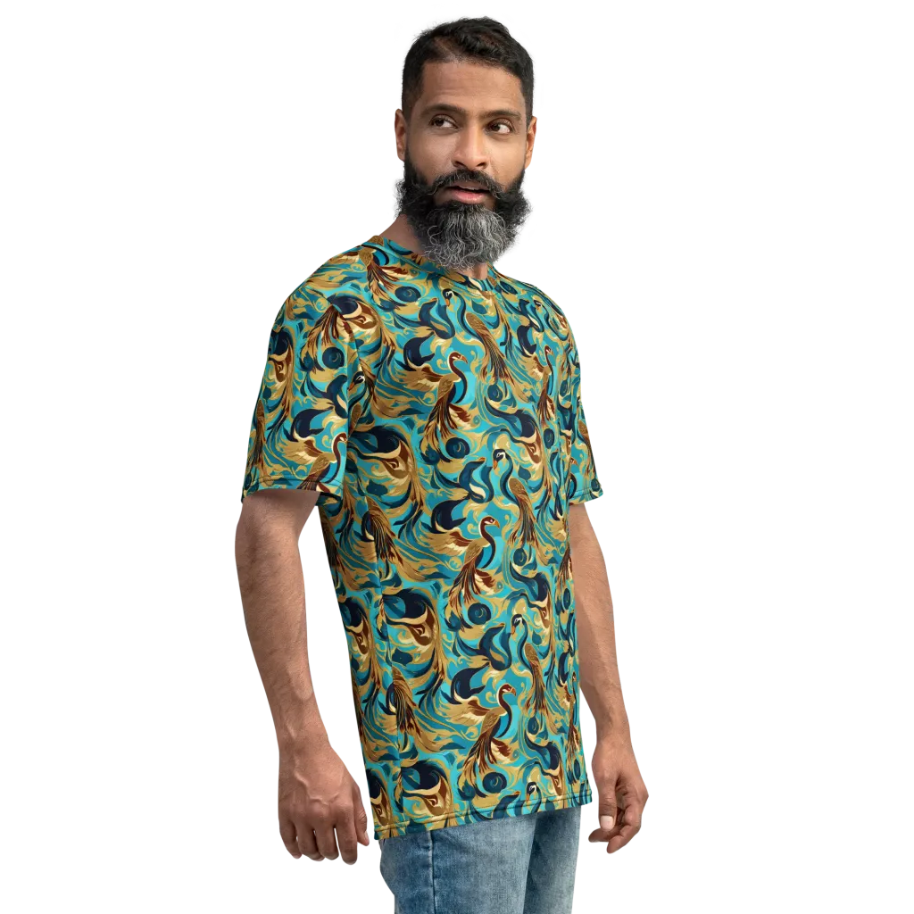 Gilded Crane Rhapsody on Men's Crew Neck T-Shirt — Right