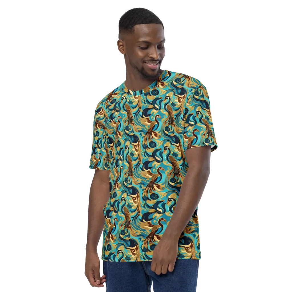 Gilded Crane Rhapsody on Men's Crew Neck T-Shirt — Left