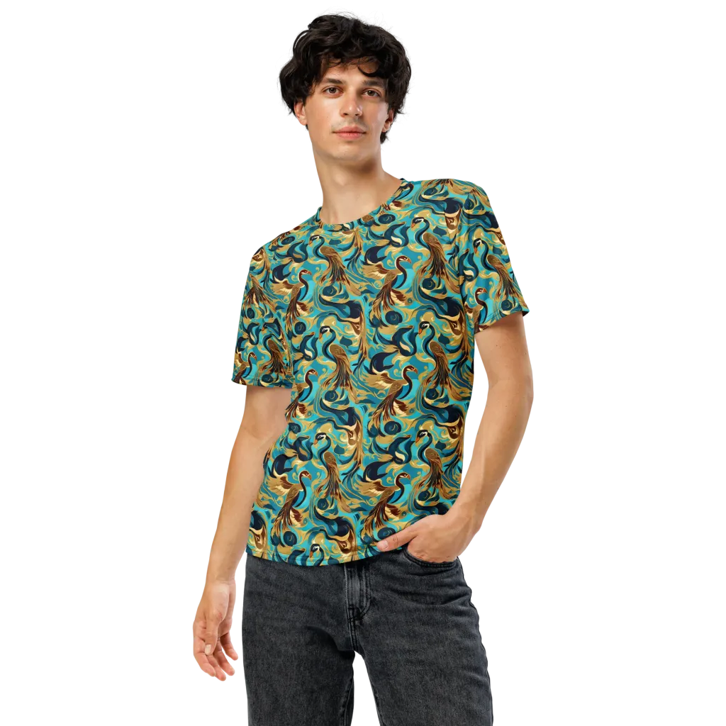 Gilded Crane Rhapsody on Men's Crew Neck T-Shirt — Front