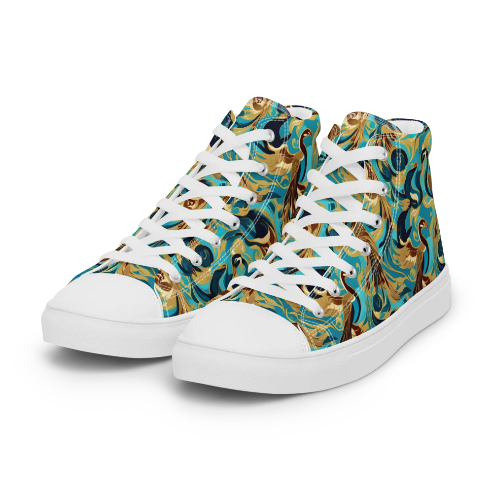 Gilded Crane Rhapsody on Women's High Top Canvas Shoes — Left Front