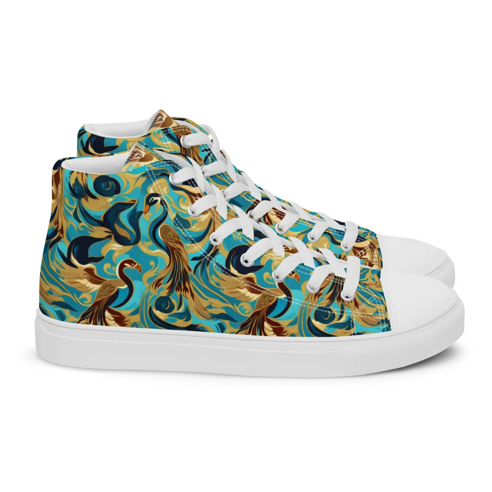 Gilded Crane Rhapsody on Women's High Top Canvas Shoes — Right