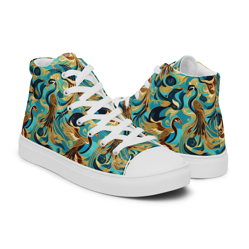 Gilded Crane Rhapsody on Women's High Top Canvas Shoes — Right