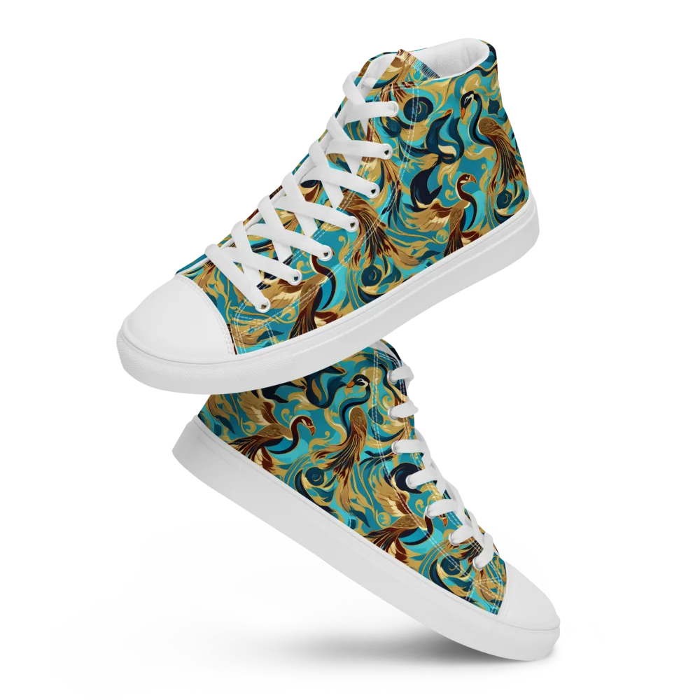 Gilded Crane Rhapsody on Women's High Top Canvas Shoes — Front