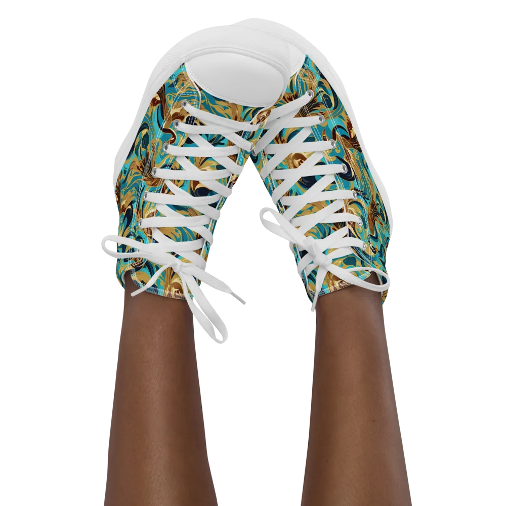 Gilded Crane Rhapsody on Women's High Top Canvas Shoes — Front