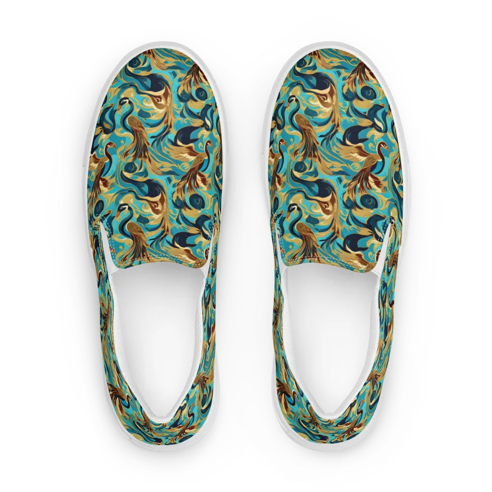 Gilded Crane Rhapsody on Men's Slip-On Canvas Shoes — Front