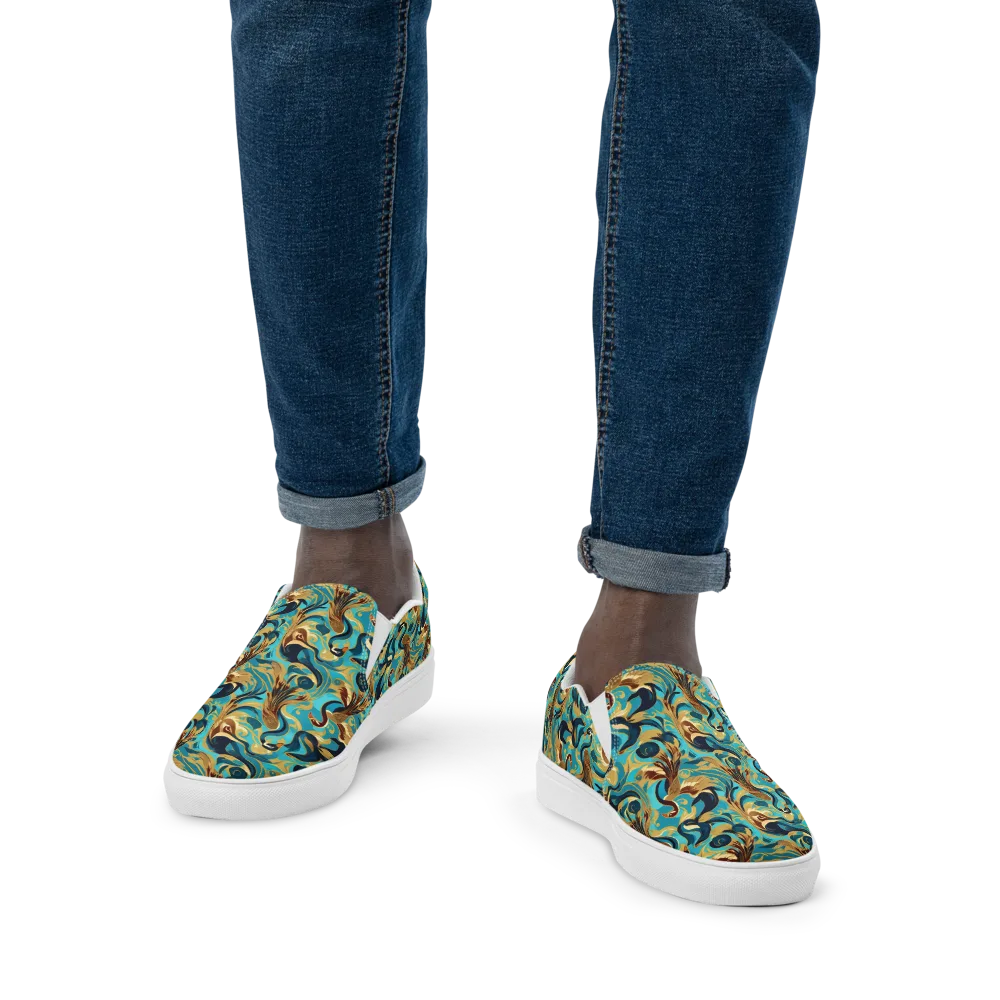 Gilded Crane Rhapsody on Men's Slip-On Canvas Shoes — Front