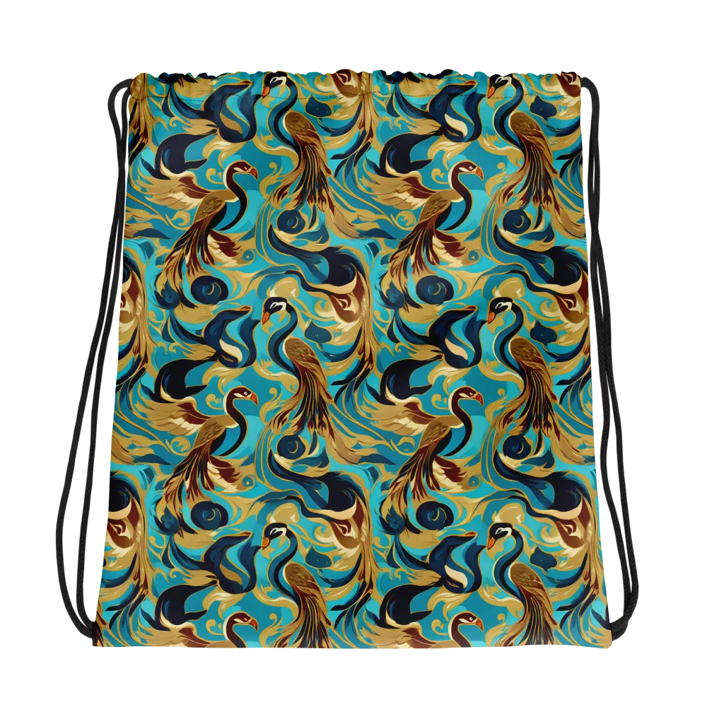 Gilded Crane Rhapsody on Drawstring Bag — Photo