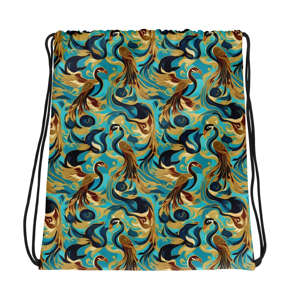 Gilded Crane Rhapsody on Drawstring Bag — Photo