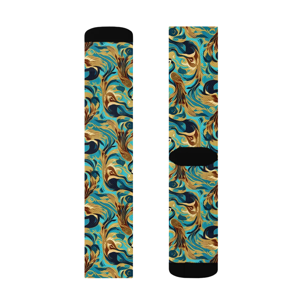 Gilded Crane Rhapsody on Socks — Left Sock