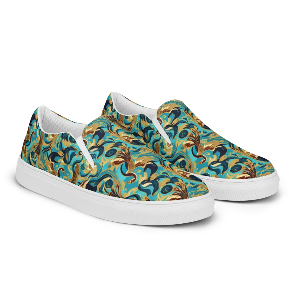 Gilded Crane Rhapsody on Women's Slip-On Canvas Shoes — Right Front