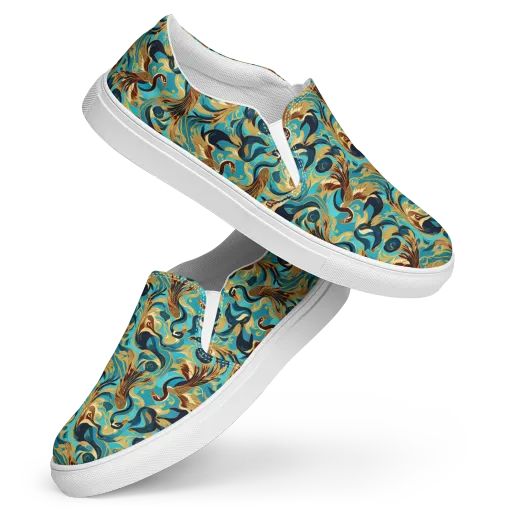 Gilded Crane Rhapsody on a Women's Slip-On Canvas Shoes