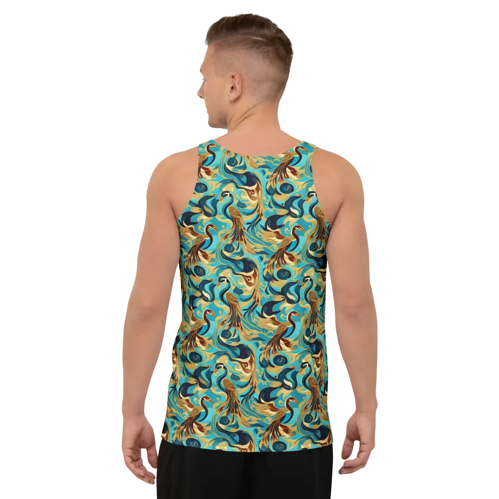Gilded Crane Rhapsody on Men's Tank Top — Back