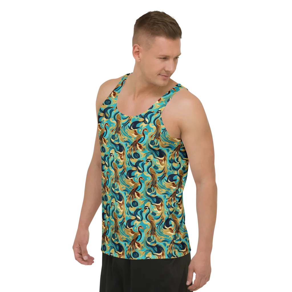 Gilded Crane Rhapsody on Men's Tank Top — Left Front