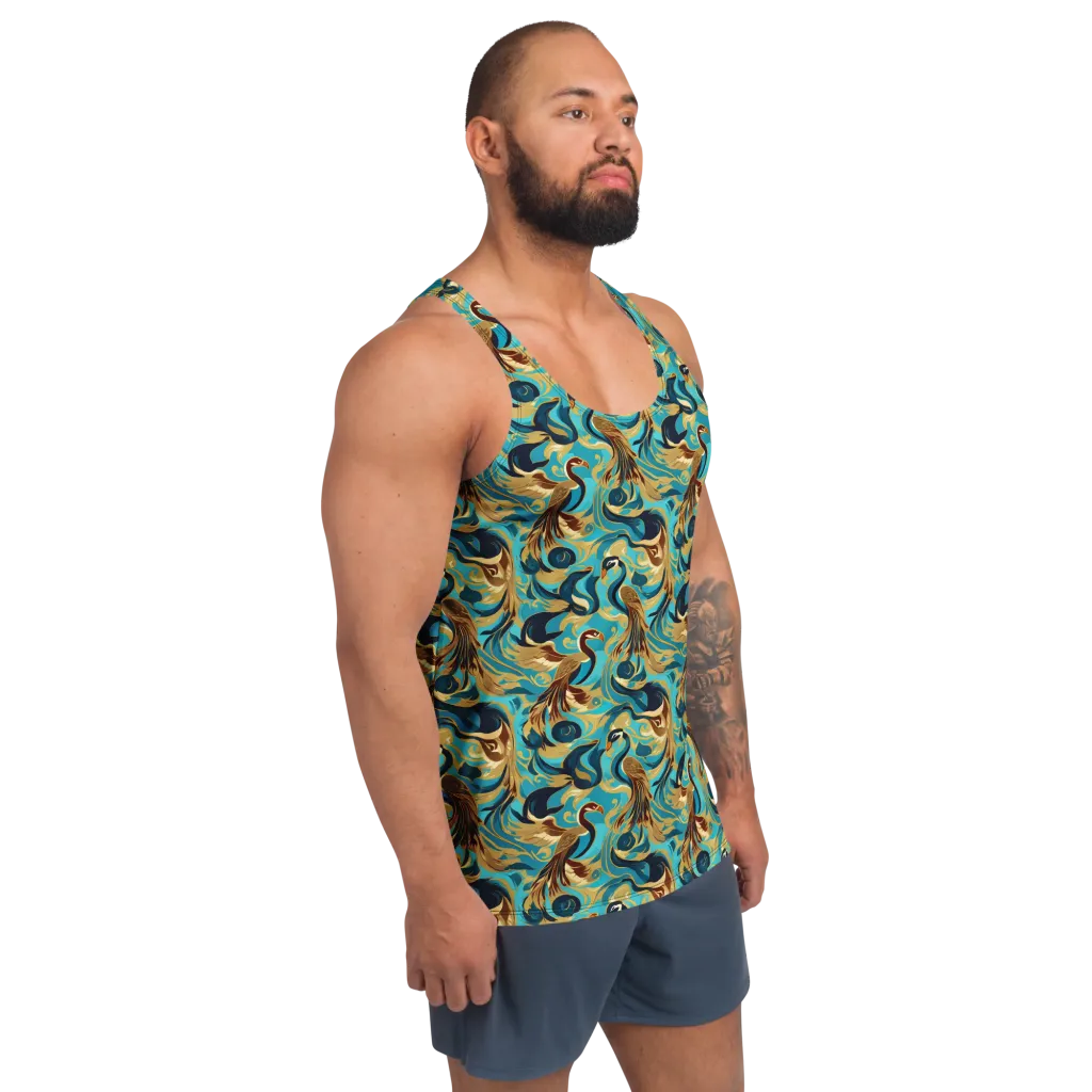 Gilded Crane Rhapsody on Men's Tank Top — Right Front