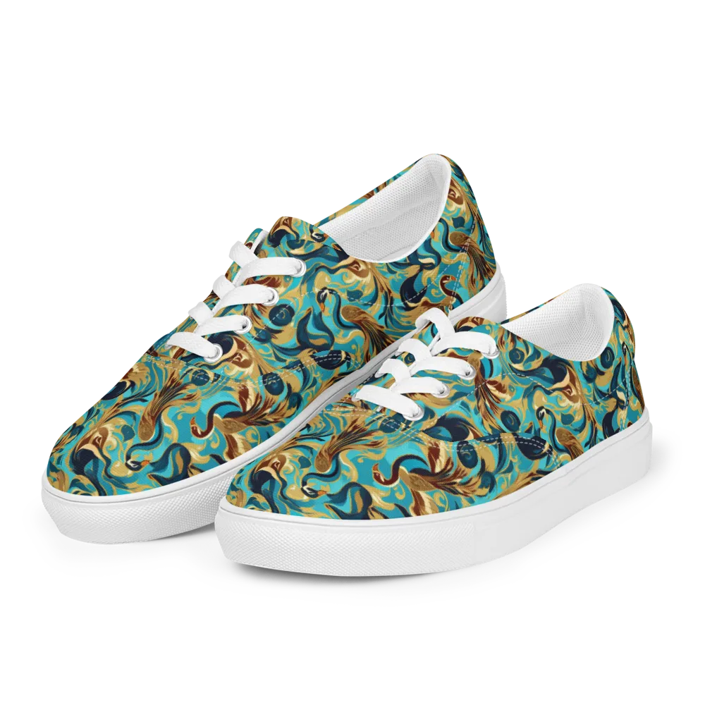 Gilded Crane Rhapsody on Men's Lace-Up Canvas Shoes — Left Front