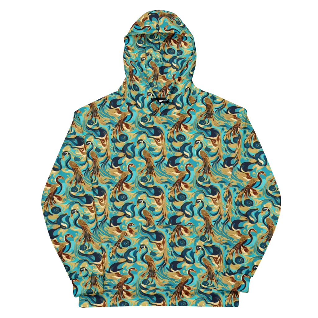Gilded Crane Rhapsody on Cotton Hoodie — Front