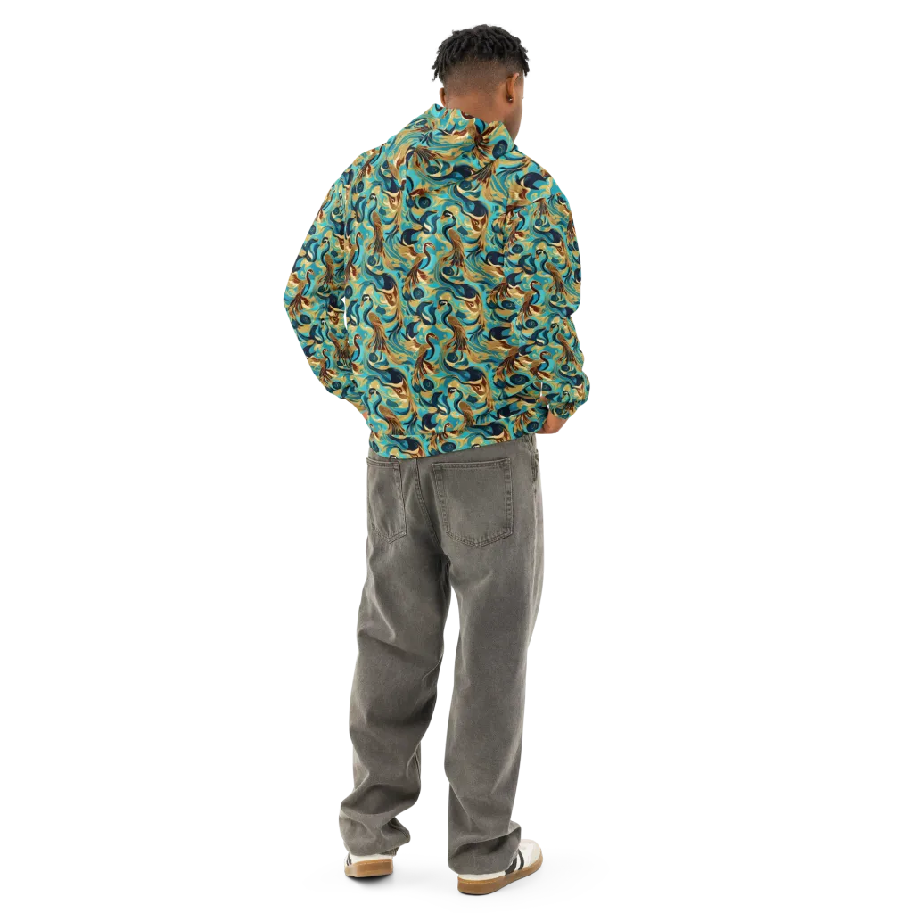 Gilded Crane Rhapsody on Cotton Hoodie — Back