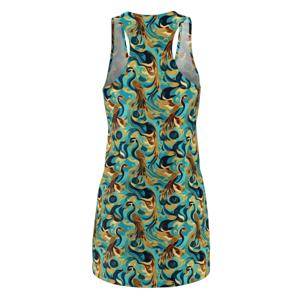 Gilded Crane Rhapsody on Racerback Dress — Back