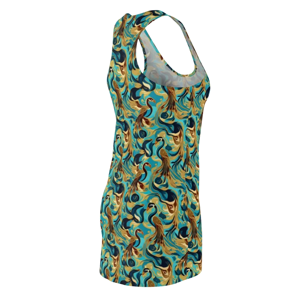 Gilded Crane Rhapsody on Racerback Dress — Back Side