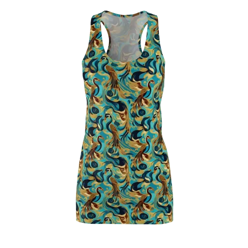 Gilded Crane Rhapsody on a Racerback Dress