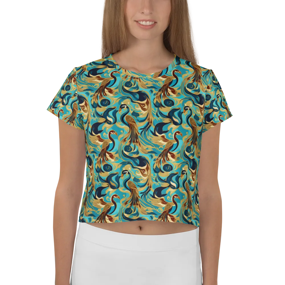 Gilded Crane Rhapsody on Crop Tee — Front