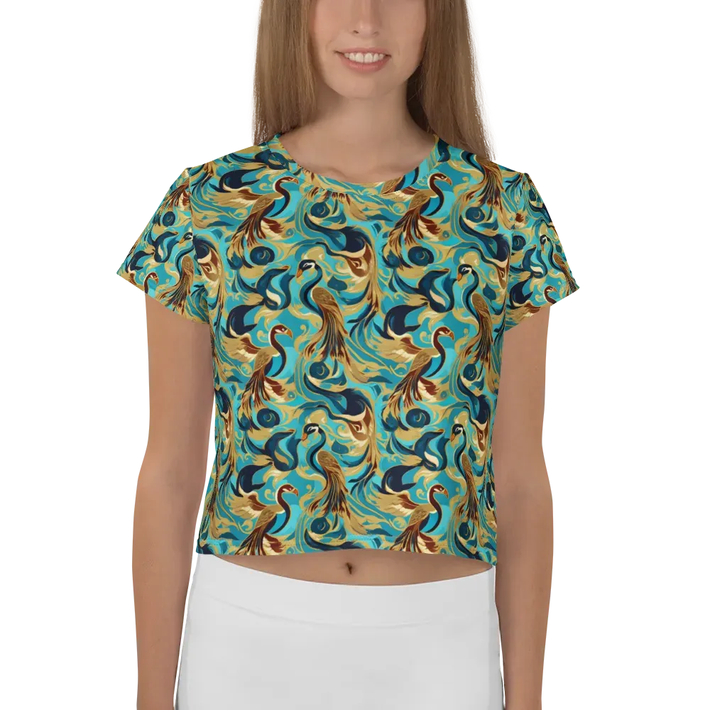 Gilded Crane Rhapsody on Crop Tee — Front