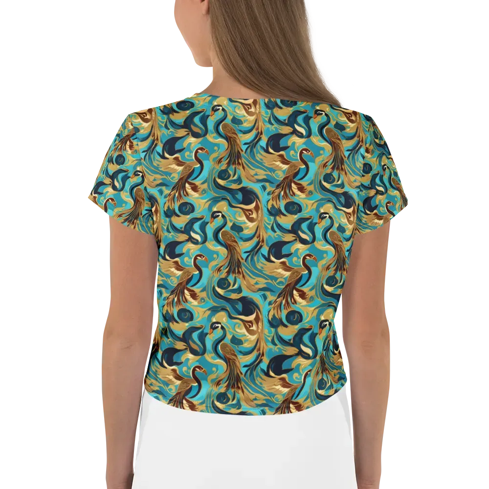 Gilded Crane Rhapsody on Crop Tee — Back