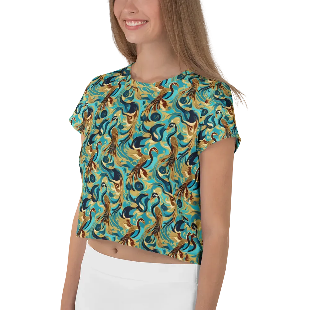 Gilded Crane Rhapsody on Crop Tee — Left