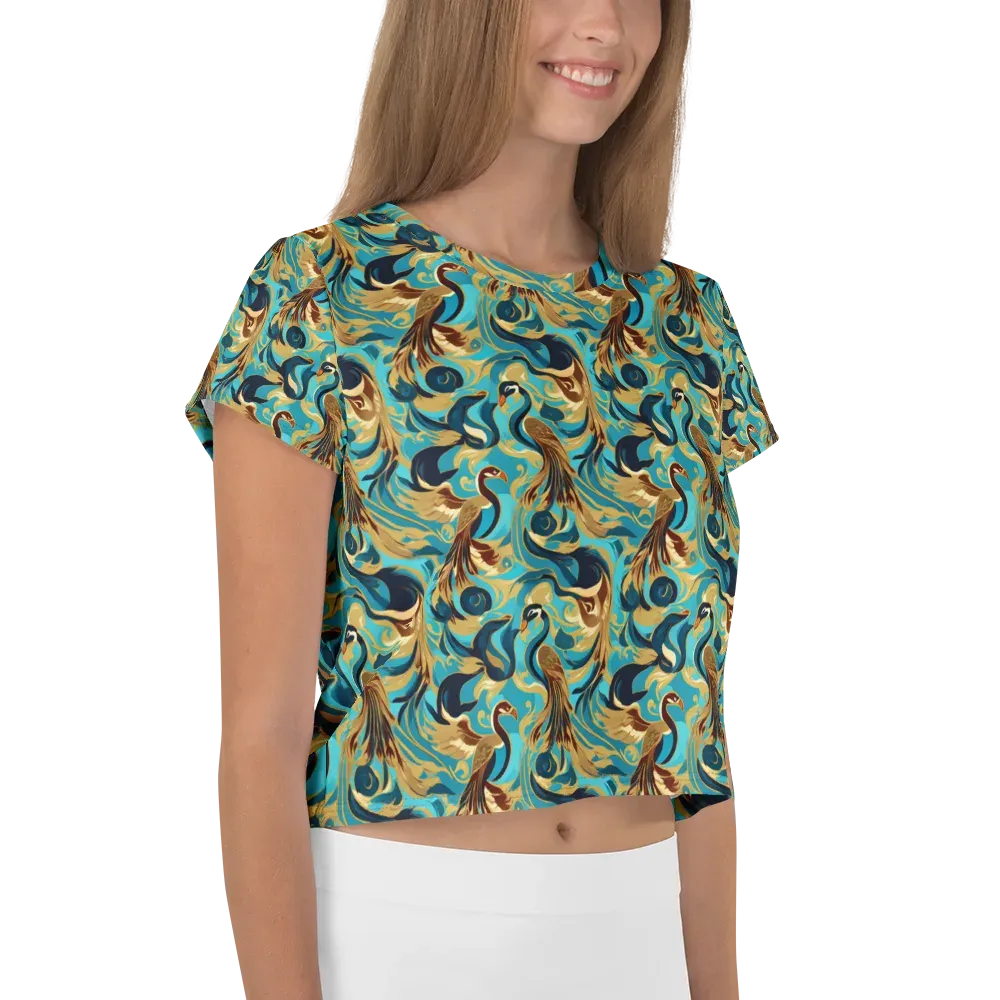 Gilded Crane Rhapsody on Crop Tee — Right