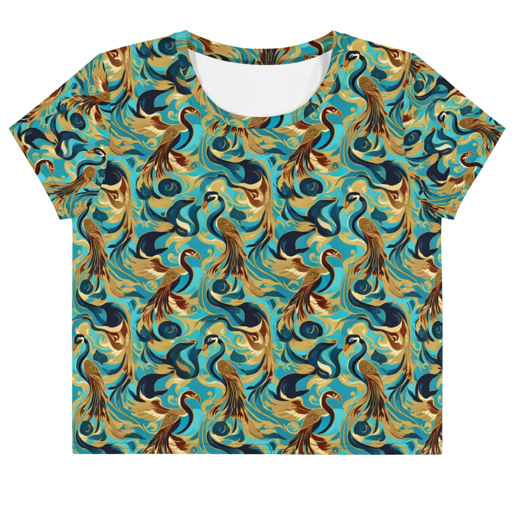 Gilded Crane Rhapsody on Crop Tee — Front