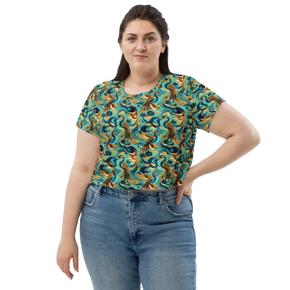 Gilded Crane Rhapsody on Crop Tee — Front