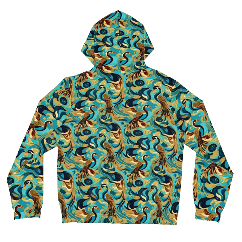 Gilded Crane Rhapsody on Women's Full-Zip Hoodie — Back