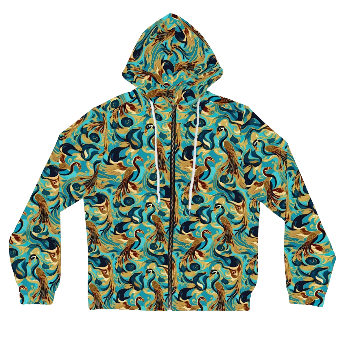Gilded Crane Rhapsody on Women's Full-Zip Hoodie — Front