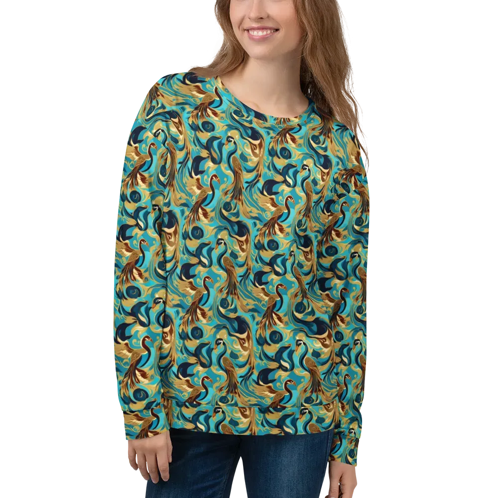 Gilded Crane Rhapsody on Sweatshirt — Front