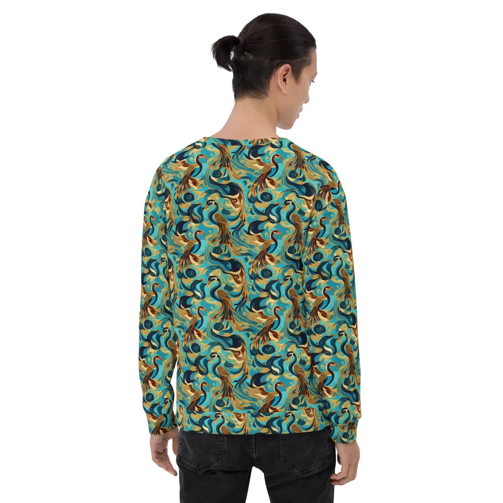 Gilded Crane Rhapsody on Sweatshirt — Back
