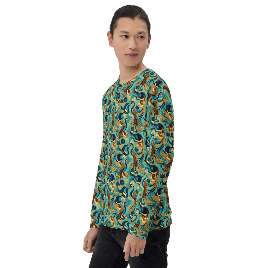 Gilded Crane Rhapsody on Sweatshirt — Left Front