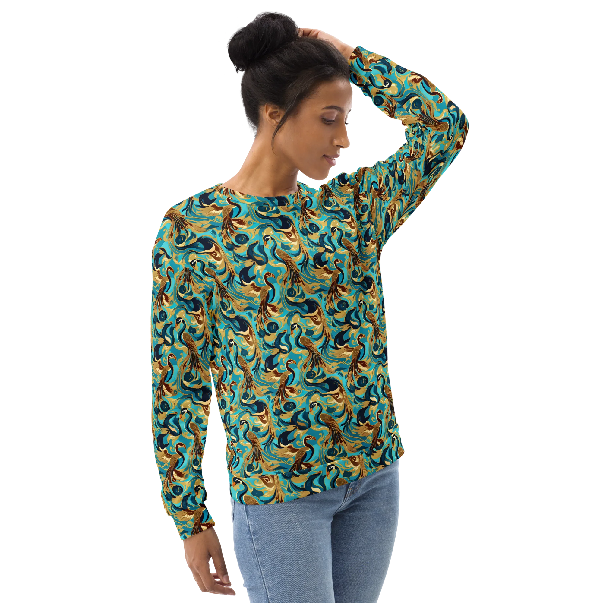 Gilded Crane Rhapsody on Sweatshirt — Right Front