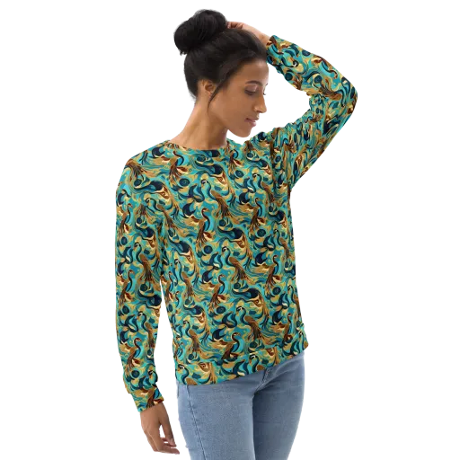 Gilded Crane Rhapsody on a Sweatshirt