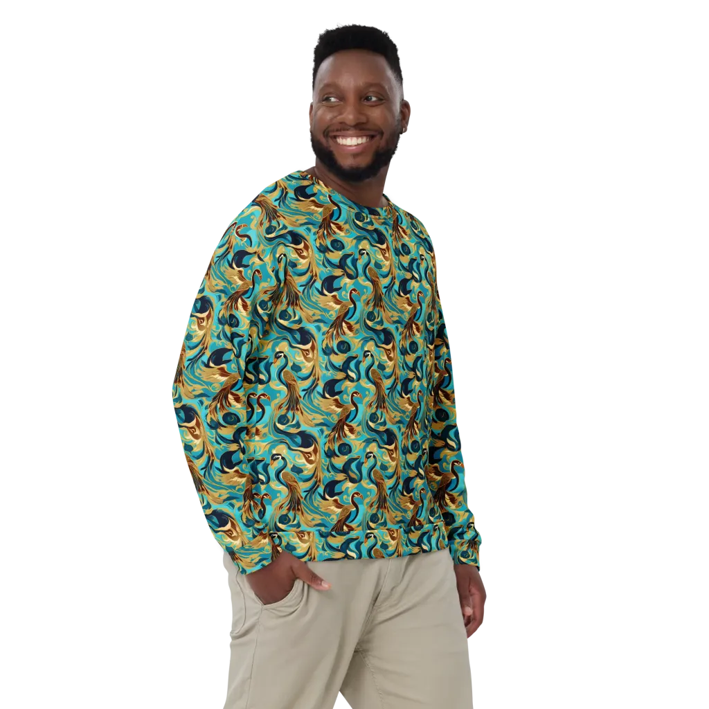 Gilded Crane Rhapsody on Sweatshirt — Front